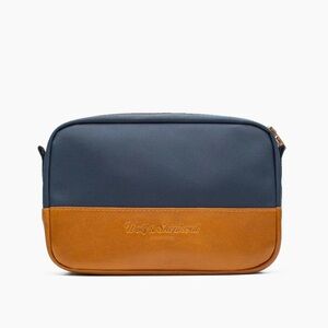 Wolf And Shepherd W&S Dopp Kit Navy Canvas And Calfskin NWT Water Repellent